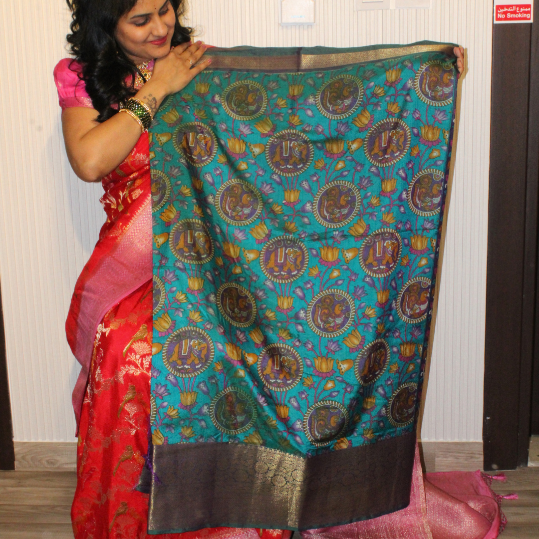 Kalamkari mangalgiri silk saree
