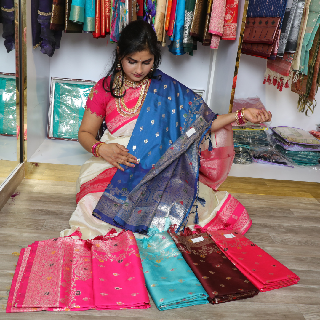 Katan Pattu saree with Mango motifs