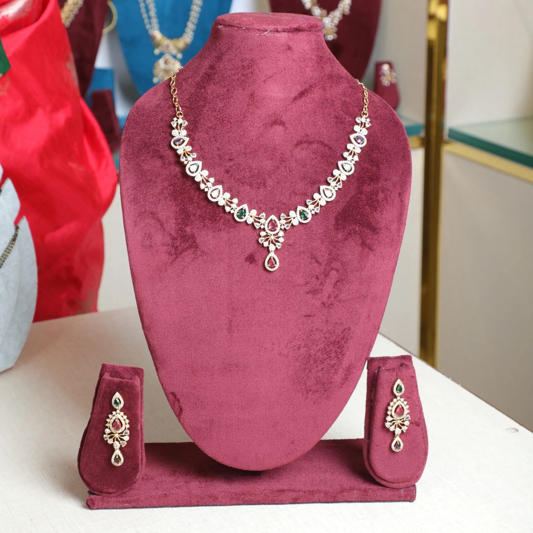Multi colour Navratan neckset
