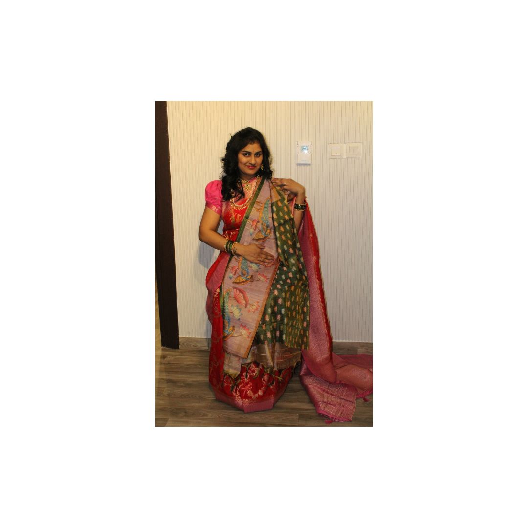 Raw silk pattu Pichwai Digital print sarees