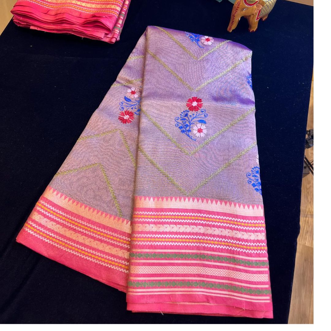 Banarasi soft tissue with allover Embroidary