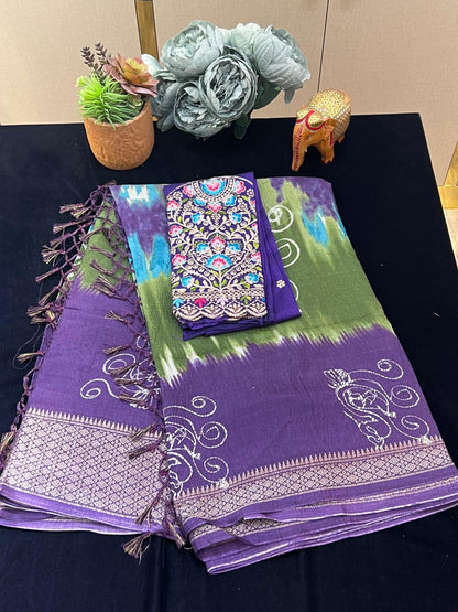 Rangoli sarees with work blouse