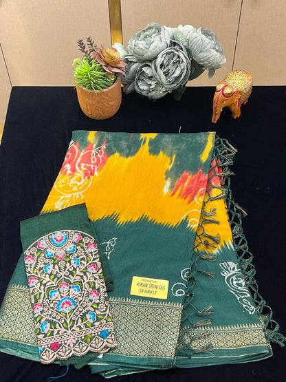 Rangoli sarees with work blouse