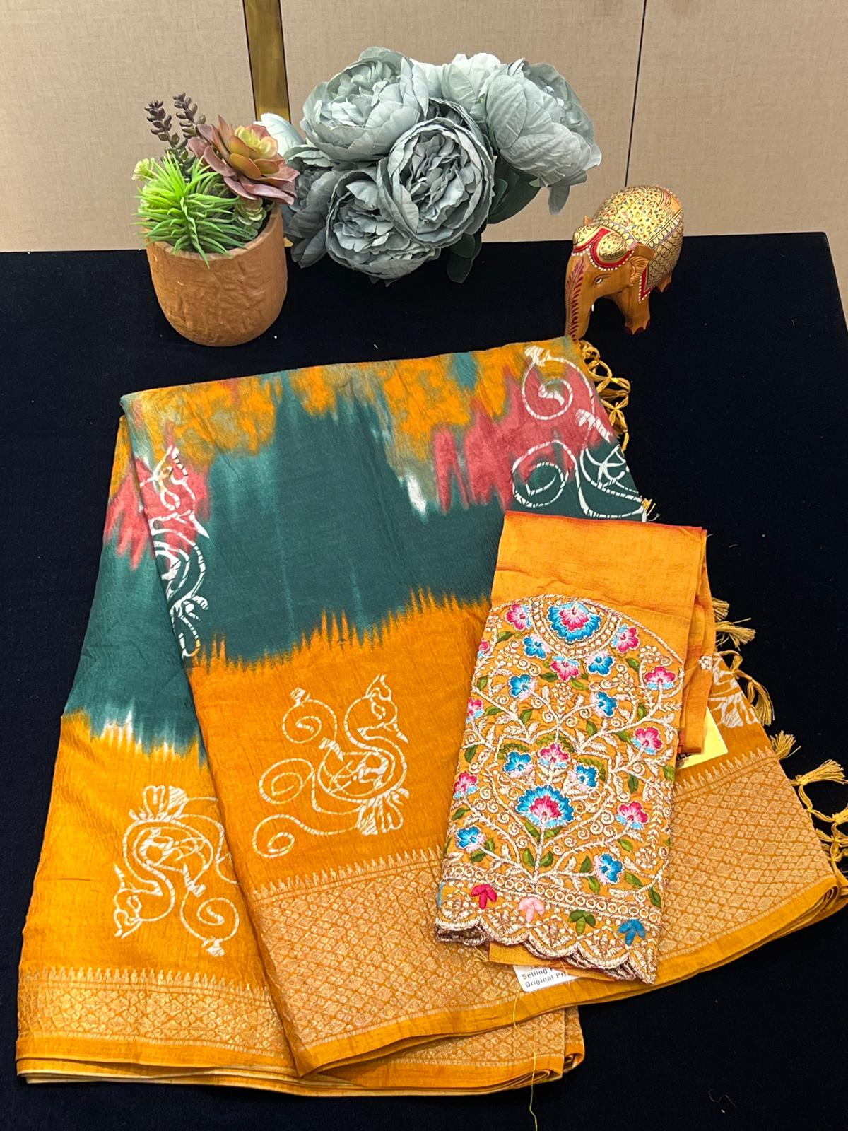 Rangoli sarees with work blouse